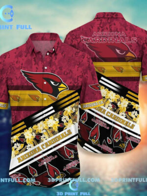 Sport-Team Arizona Cardinals Red Yellow Flower Hawaiian Shirt Summer Aloha Shirt