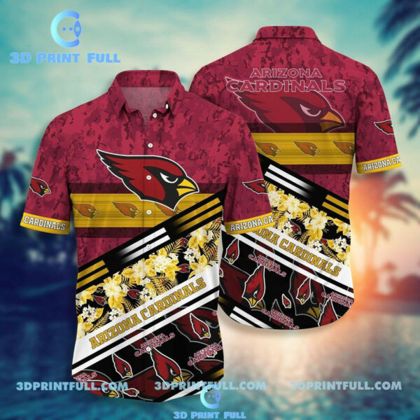 Sport-Team Arizona Cardinals Red Yellow Flower Hawaiian Shirt Summer Aloha Shirt
