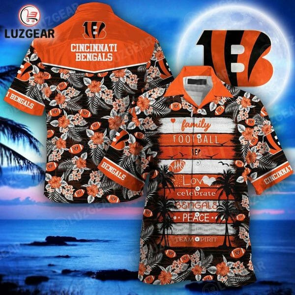 Sport-Team Cincinnati Bengals Orange Black Coconut Tree Hawaiian Shirt Summer Aloha Shirt