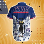 Sport-Team New York Giants Black Cat Navy Blue Hawaiian Shirt Summer Aloha Shirt