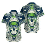Sport-Team Seattle Seahawks Green Skull Hawaiian Shirt V2 Summer Aloha Shirt