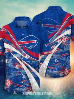 Sport-Team Buffalo Bills Red White Curve Blue Hawaiian Shirt Summer Aloha Shirt