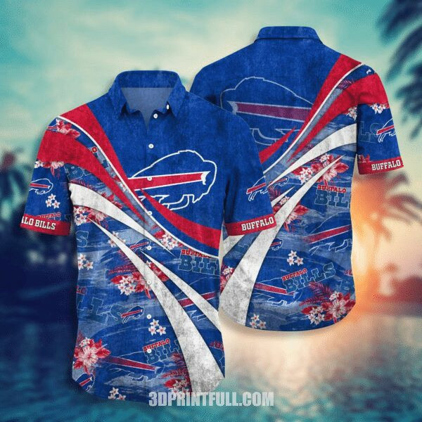 Sport-Team Buffalo Bills Red White Curve Blue Hawaiian Shirt Summer Aloha Shirt