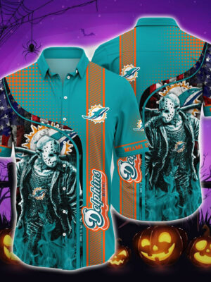Sport-Team Miami Dolphins Jason Voorhees US Flag Hawaiian Shirt Summer Aloha Shirt
