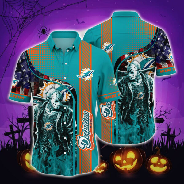 Sport-Team Miami Dolphins Jason Voorhees US Flag Hawaiian Shirt Summer Aloha Shirt