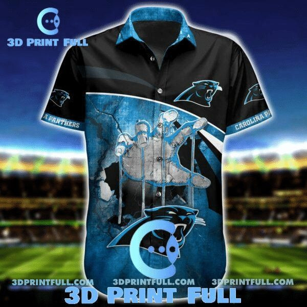 Sport-Team Carolina Panthers Blue Black Hawaiian Shirt V3 Summer Aloha Shirt