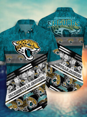 Sport-Team Jacksonville Jaguars Teal Flower Hawaiian Shirt V2 Summer Aloha Shirt