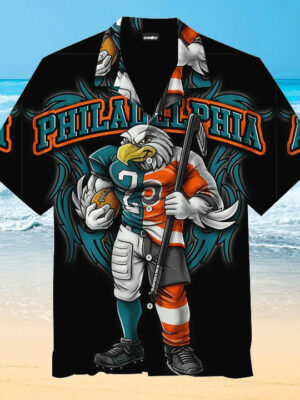 Sport-Team Philadelphia Eagles Mascot Black Hawaiian Shirt Summer Aloha Shirt