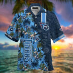 Sport-Team Tennessee Titans Flowers Navy Blue Hawaiian Shirt V3 Summer Aloha Shirt