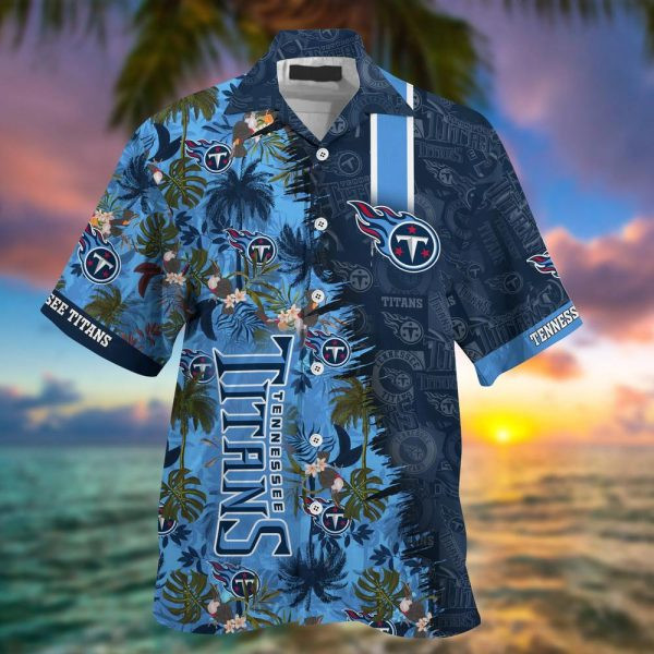 Sport-Team Tennessee Titans Flowers Navy Blue Hawaiian Shirt V3 Summer Aloha Shirt