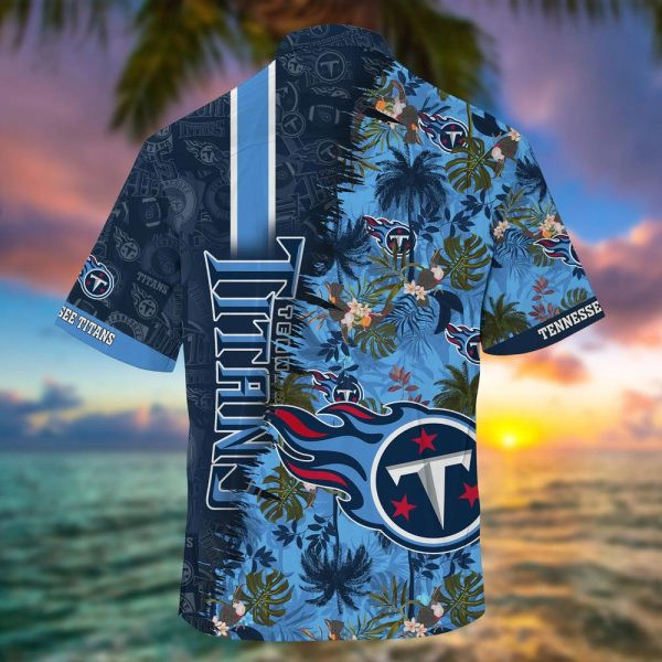 Sport-Team Tennessee Titans Flowers Navy Blue Hawaiian Shirt V3 Summer Aloha Shirt