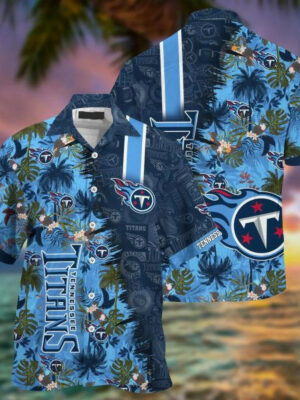 Sport-Team Tennessee Titans Flowers Navy Blue Hawaiian Shirt V3 Summer Aloha Shirt