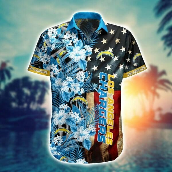 Sport-Team Los Angeles Chargers American Flag Hawaiian Shirt Summer Aloha Shirt