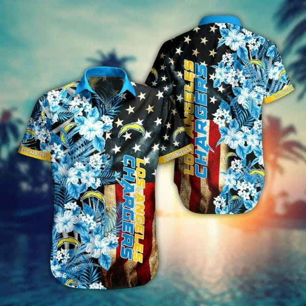 Sport-Team Los Angeles Chargers American Flag Hawaiian Shirt Summer Aloha Shirt