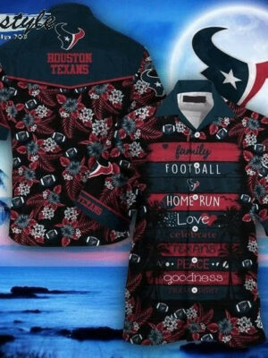 Sport-Team Houston Texans Blue Red Flower Hawaiian Shirt Summer Aloha Shirt