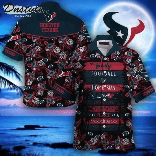 Sport-Team Houston Texans Blue Red Flower Hawaiian Shirt Summer Aloha Shirt