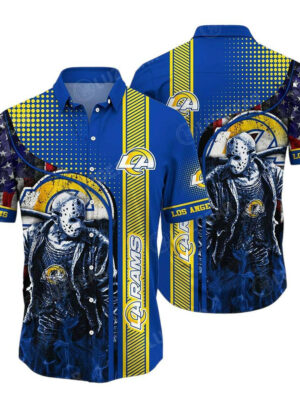 Sport-Team Los Angeles Rams Jason Vorhees US Flag Hawaiian Shirt Summer Aloha Shirt