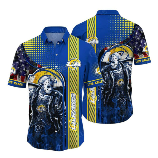 Sport-Team Los Angeles Rams Jason Vorhees US Flag Hawaiian Shirt Summer Aloha Shirt