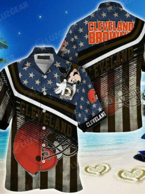 Sport-Team Cleveland Browns American Flag Hawaiian Shirt Summer Aloha Shirt
