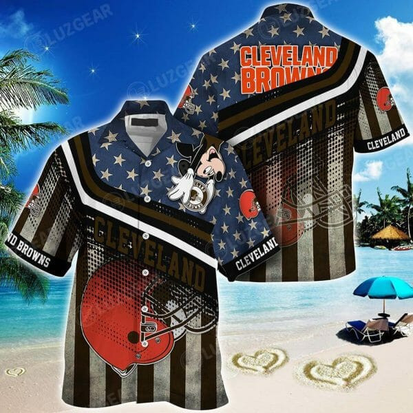 Sport-Team Cleveland Browns American Flag Hawaiian Shirt Summer Aloha Shirt