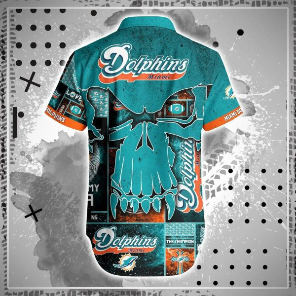 Sport-Team Miami Dolphins Aqua Punisher Skull Hawaiian Shirt Summer Aloha Shirt