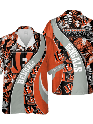 Sport-Team Cincinnati Bengals Orange Grey Hawaiian Shirt Summer Aloha Shirt