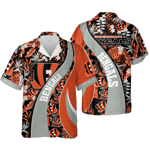 Sport-Team Cincinnati Bengals Orange Grey Hawaiian Shirt Summer Aloha Shirt