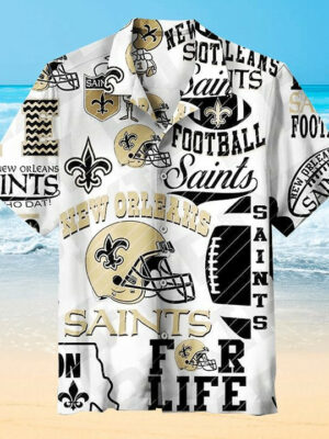 Sport-Team New Orleans Saints White Helmet Text Hawaiian Shirt Summer Aloha Shirt