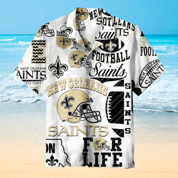 Sport-Team New Orleans Saints White Helmet Text Hawaiian Shirt Summer Aloha Shirt