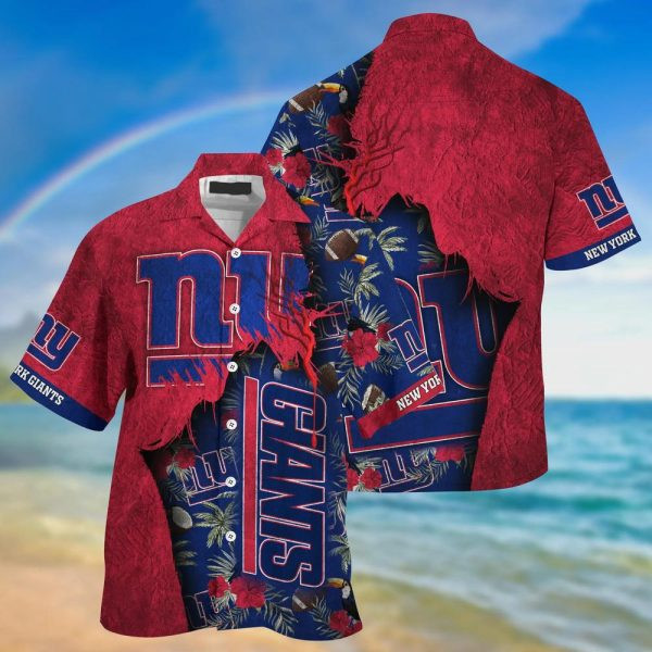 Sport-Team New York Giants Red Navy Blue Hawaiian Shirt Summer Aloha Shirt