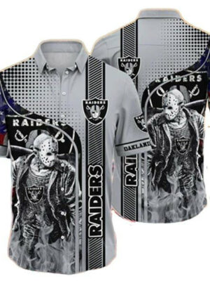 Sport-Team Las Vegas Raiders Jason Voorhees US Flag Hawaiian Shirt Summer Aloha Shirt
