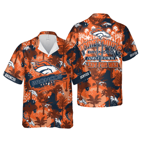 Sport-Team Denver Broncos Orange Navy Blue Hawaiian Shirt Summer Aloha Shirt