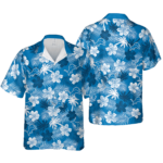 Sport-Team Detroit Lions Blue White Flower Hawaiian Shirt Summer Aloha Shirt