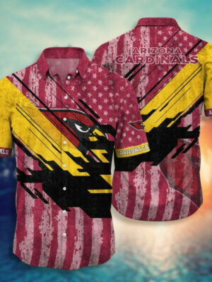 Sport-Team Arizona Cardinals Red America Flag Hawaiian Shirt Summer Aloha Shirt