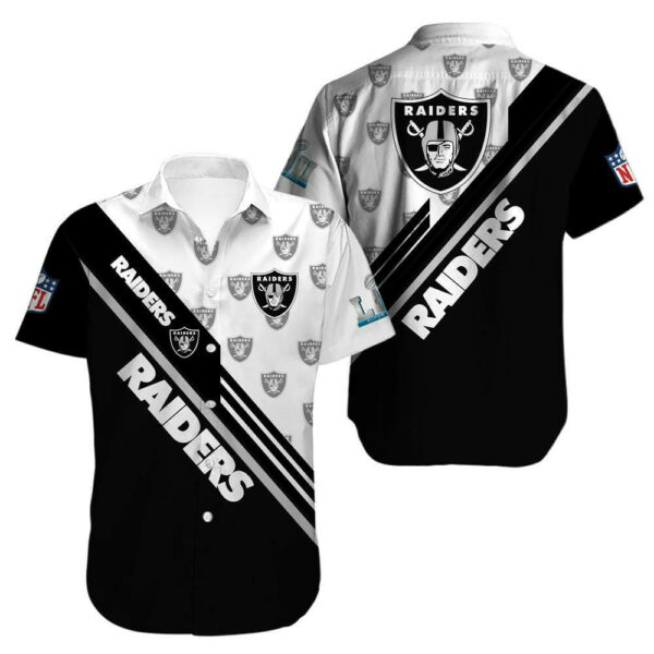 Sport-Team Las Vegas Raiders Black White Hawaiian Shirt Summer Aloha Shirt