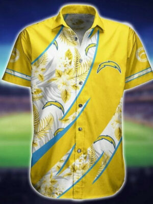Sport-Team Los Angeles Chargers Flowers Gold Hawaiian Shirt Summer Aloha Shirt