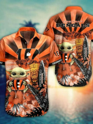 Sport-Team Cincinnati Bengals Baby Yoda Orange Hawaiian Shirt Summer Aloha Shirt