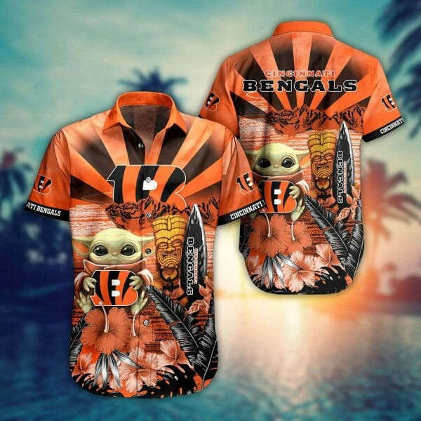 Sport-Team Cincinnati Bengals Baby Yoda Orange Hawaiian Shirt Summer Aloha Shirt