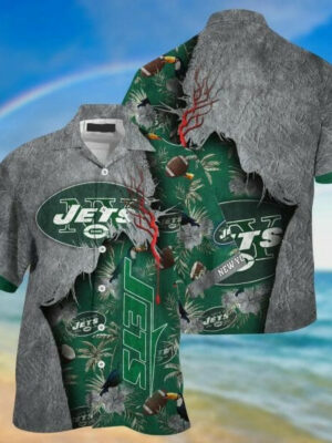 Sport-Team New York Jets Green Grey Hawaiian Shirt V2 Summer Aloha Shirt