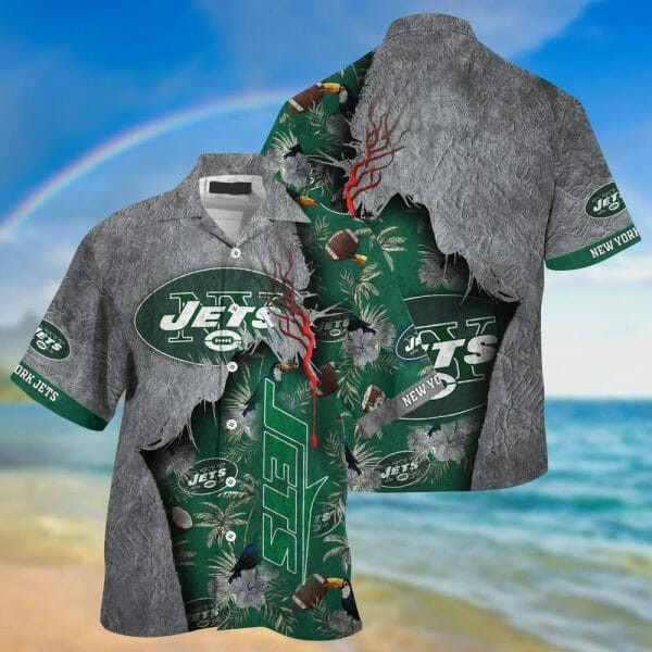 Sport-Team New York Jets Green Grey Hawaiian Shirt V2 Summer Aloha Shirt