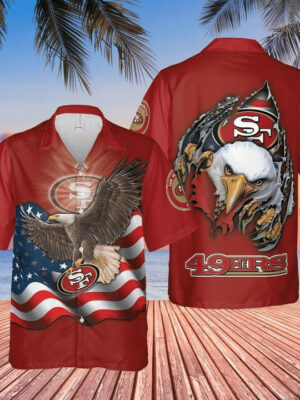 Sport-Team San Francisco 49ers Eagles American Flag Hawaiian Shirt Summer Aloha Shirt