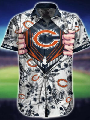 Sport-Team Chicago Bears Tropical Flower Logo White Hawaiian Shirt Summer Aloha Shirt