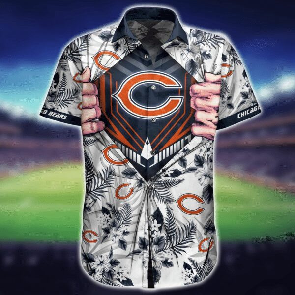 Sport-Team Chicago Bears Tropical Flower Logo White Hawaiian Shirt Summer Aloha Shirt