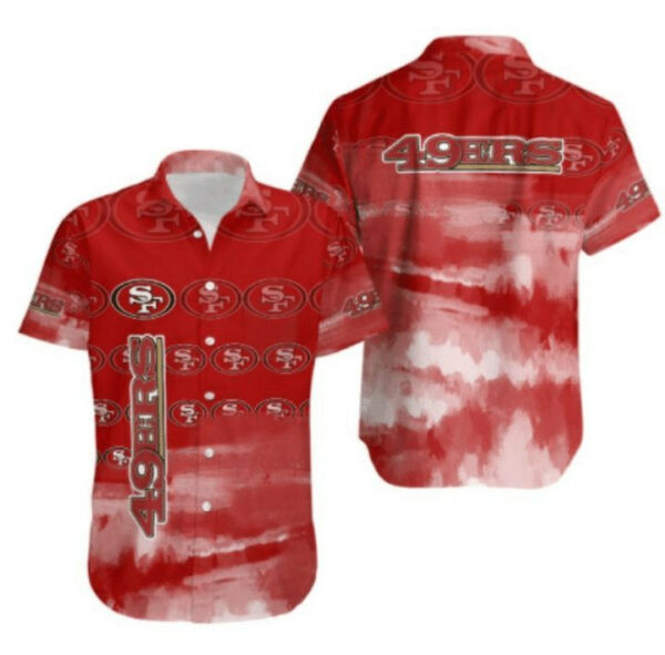 Sport-Team San Francisco 49ers Red Multi Logo Above River Hawaiian Shirt Summer Aloha Shirt