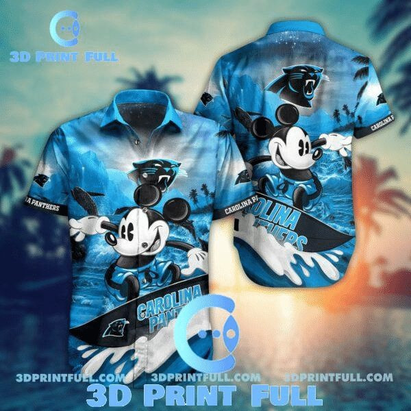 Sport-Team Carolina Panthers Mickey Blue Hawaiian Shirt Summer Aloha Shirt