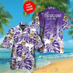 Sport-Team Minnesota Vikings Custom Name White Purple Hawaiian Shirt Sport Team Aloha Shirt