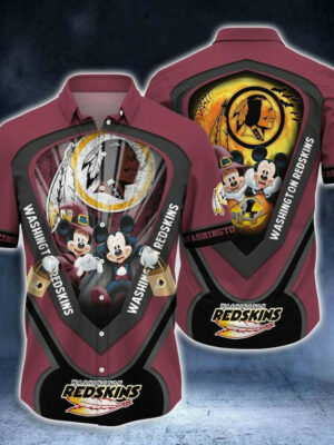 Sport-Team Washington Redskins Mickey Halloween Night Hawaiian Shirt Summer Aloha Shirt