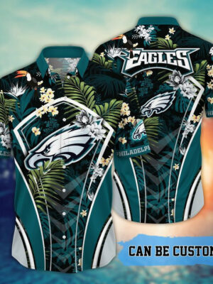 Sport-Team Philadelphia Eagles Custom Name Flower Summer Tropical Hawaiian Shirt Sport Team Aloha Shirt
