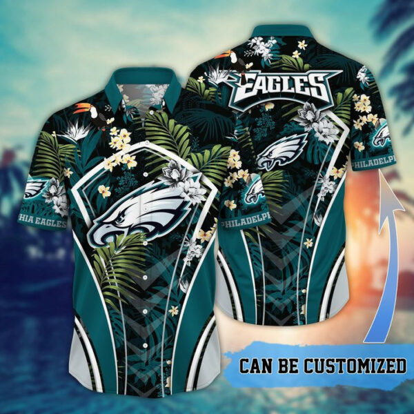 Sport-Team Philadelphia Eagles Custom Name Flower Summer Tropical Hawaiian Shirt Sport Team Aloha Shirt