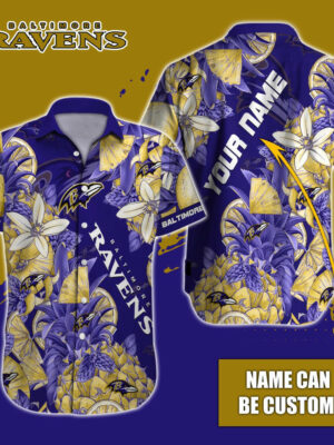 Sport-Team Baltimore Ravens Custom Name Special Tropical Fruit Hawaiian Shirt Sport Team Aloha Shirt